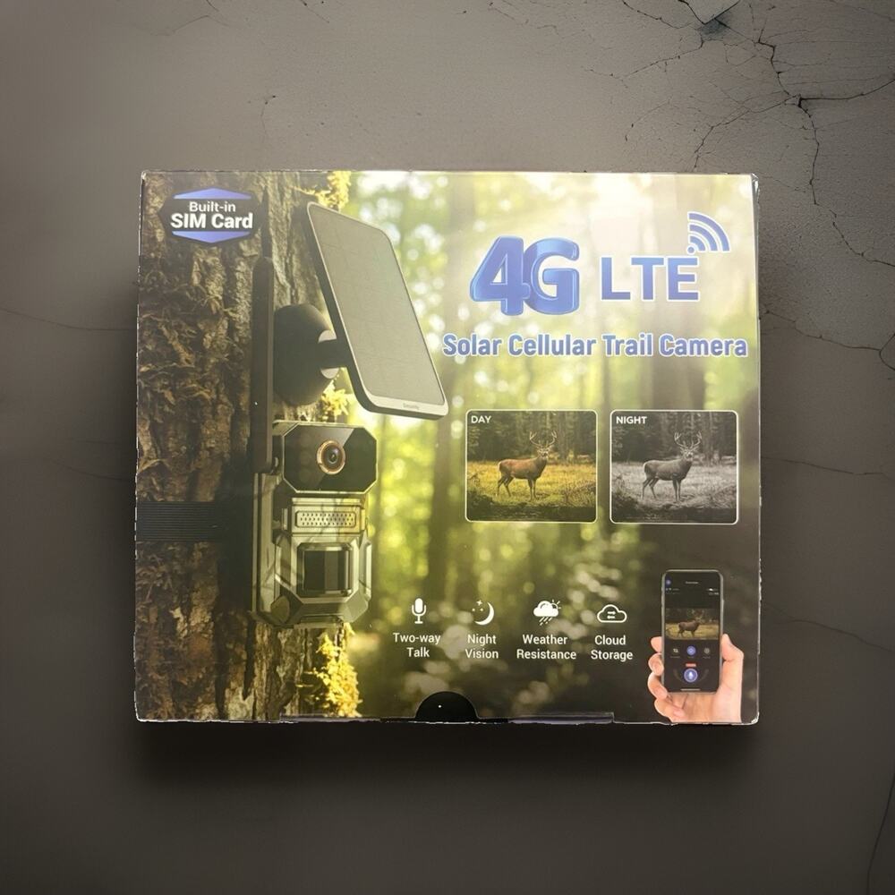 4G LTE Cellular Trail Camera Solar Powered (built In Sim Card) Two Way Talk! NEW